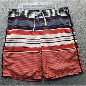 Op Ocean Pacific Board Shorts Men Large Multi Striped Mesh Lined Drawstring Logo